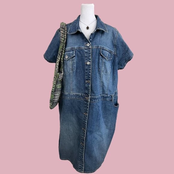 y2k denim plus size girly preppy western midi dress - Picture 1 of 8